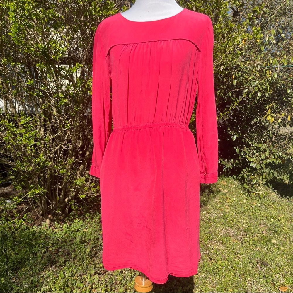 Madewell Women's 100% Silk Mini Day Dress in Beautiful Snapdragon Pink Size 4